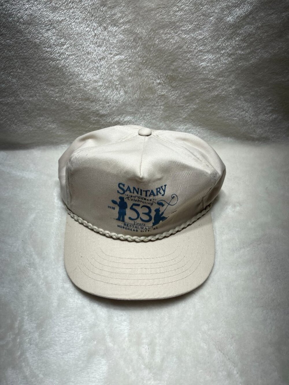 Vintage 1991 Sanitary Fish Market Hat Morehead City NC 53 Years Rope Cap